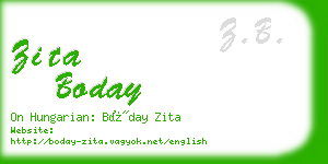 zita boday business card